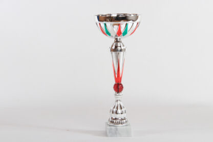 Coppa silver con sfera rossa e tazza tricolore  h35 d140