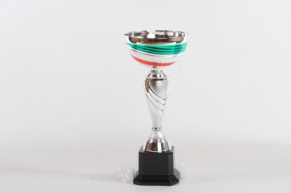 Coppa silver con tazza tricolore e marmo quadrato nero h33 d140