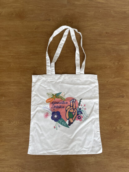 Tote bag ginnasta | Borsa in stoffa | Ginnastica Artistica | Con cuore e silhouette |  Regalo scuola | Regalo sport